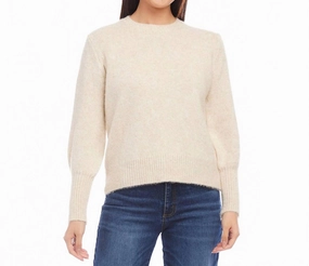 Blouson Sleeve Sweater In Sand Knit texture Machine washable