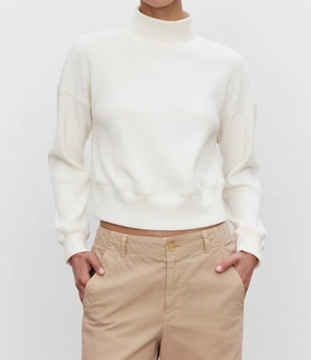 Casual Knit Wear Double Layered Collar Georgia Sweater In Cream