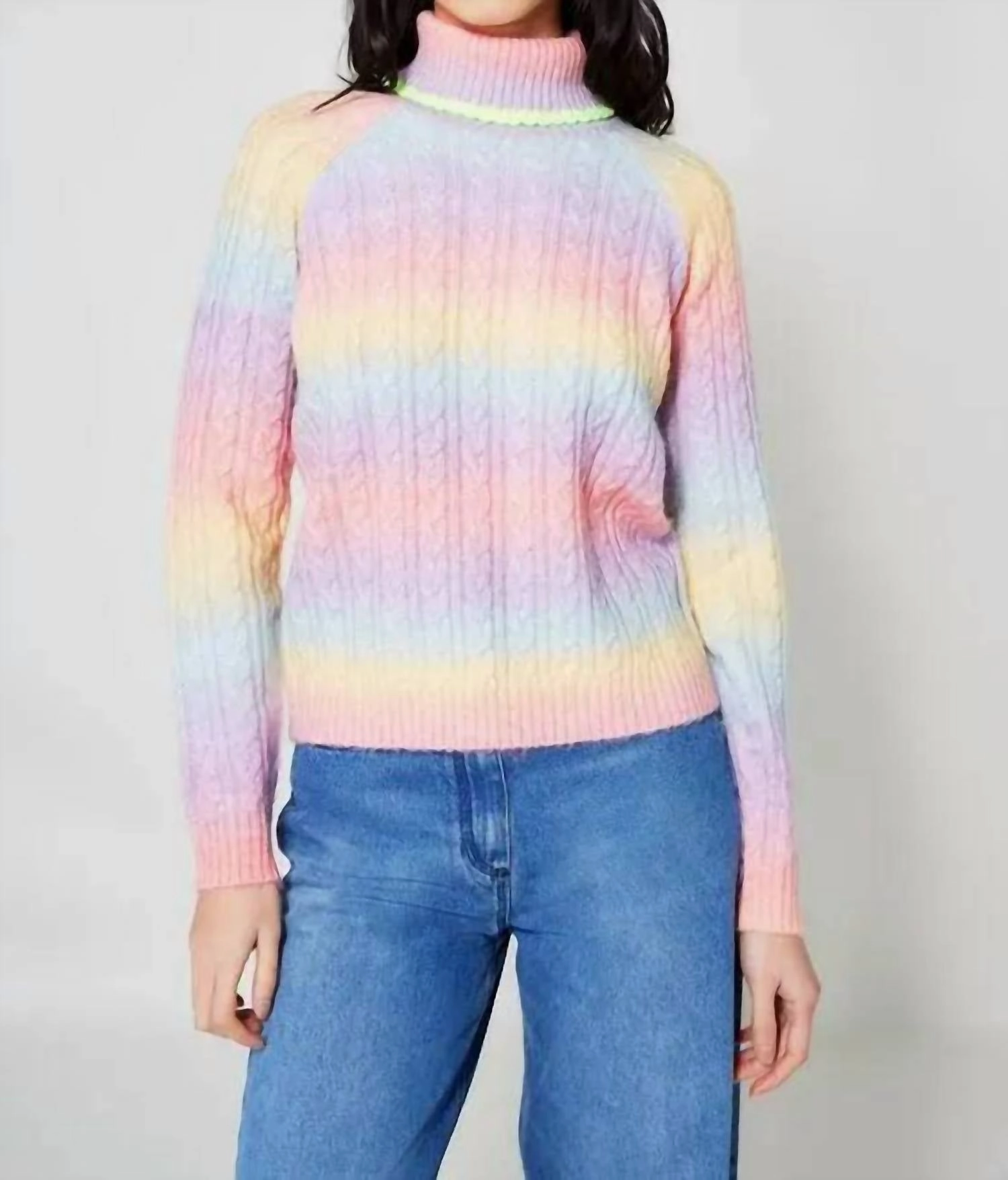 Knit Layering Rainbow Sweater In Pastel