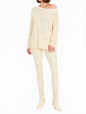 Cozy And Warm Luxe Wear Undone Boatneck Sweater In Butter