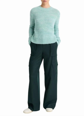 Thermal Lock Stitching Women's Multicolor Marl Crew Neck Sweater In Wave Gem Marl