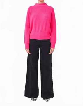 Versatile Knit Sophia Fringe Cashmere Sweater In Neon Pink