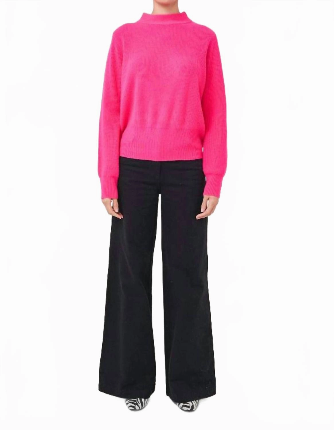 Versatile Knit Sophia Fringe Cashmere Sweater In Neon Pink