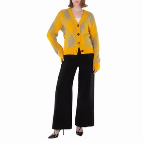 Burberry Argyle Diamond Patterned Rib Trim Cardigan Soft and Elegant