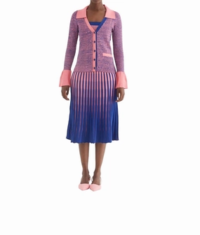 Thermal Insulation Fargo Bell Sleeve Cardigan In Heather Pink
