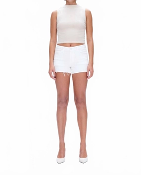 Lisa Mid Rise Shorts In White Trendy Style Stretchable