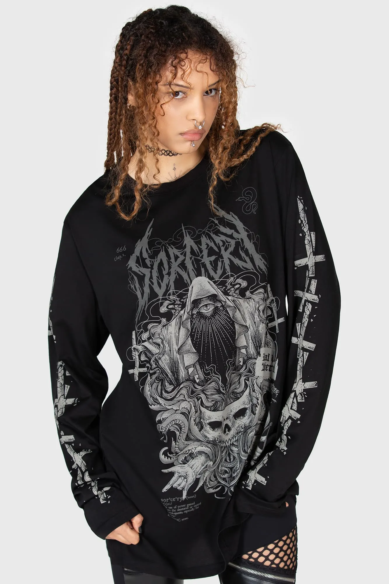 Sorcery Long Sleeve Top Full Cut Armhole Design Machine Washable Construction