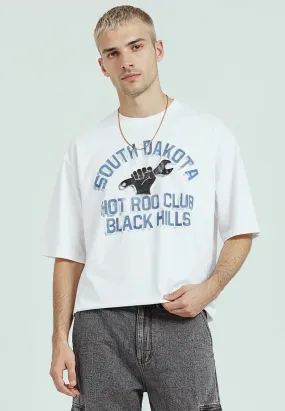 Sports Outfit Boat Neck SOUTH DAKOTA CROP T-SHIRT WHITE