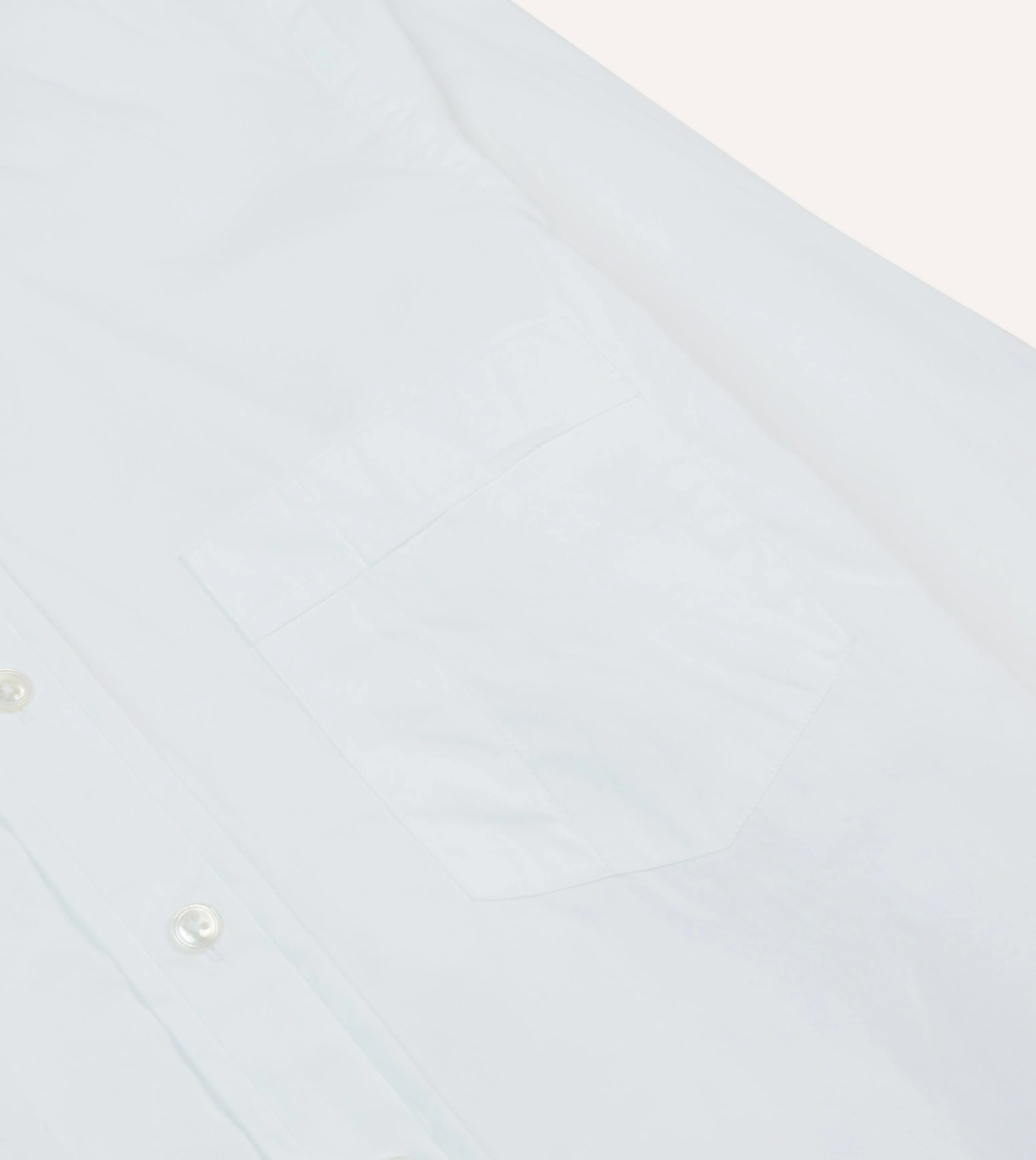 White Cotton Pocket Poplin Button-Down Shirt Hidden Placket Recycled Polyester Blend