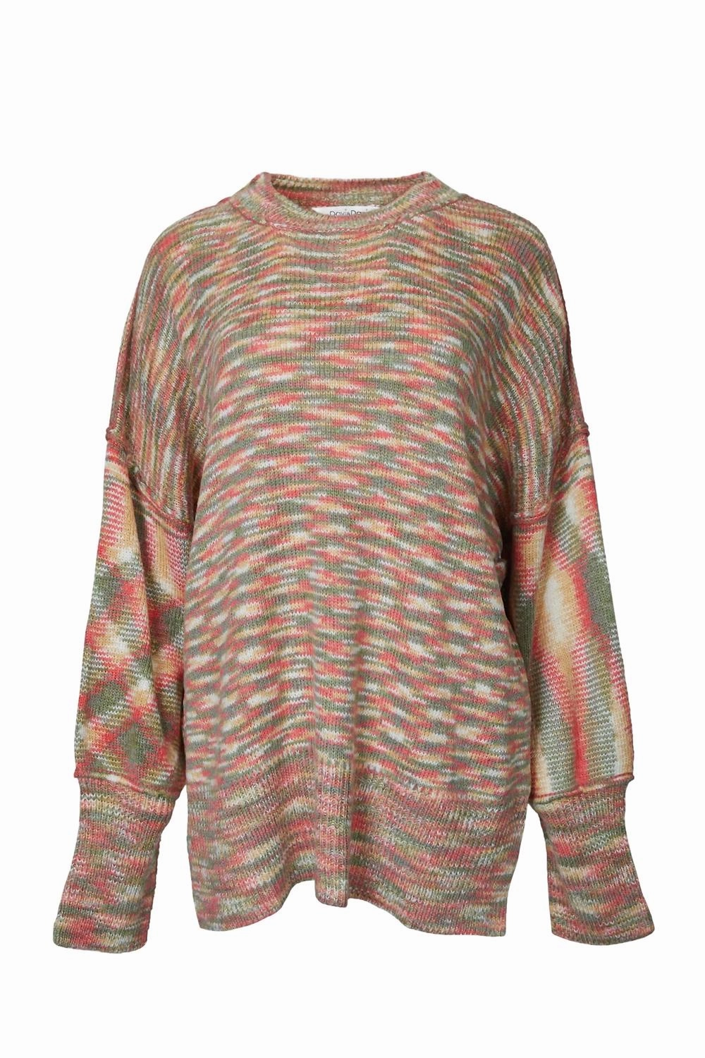 Knit Design Wear Space-Dye Oversized Sweater In Olive Combo