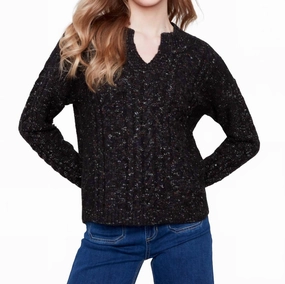 Casual Comfort Speckle Knit Sweater In Black