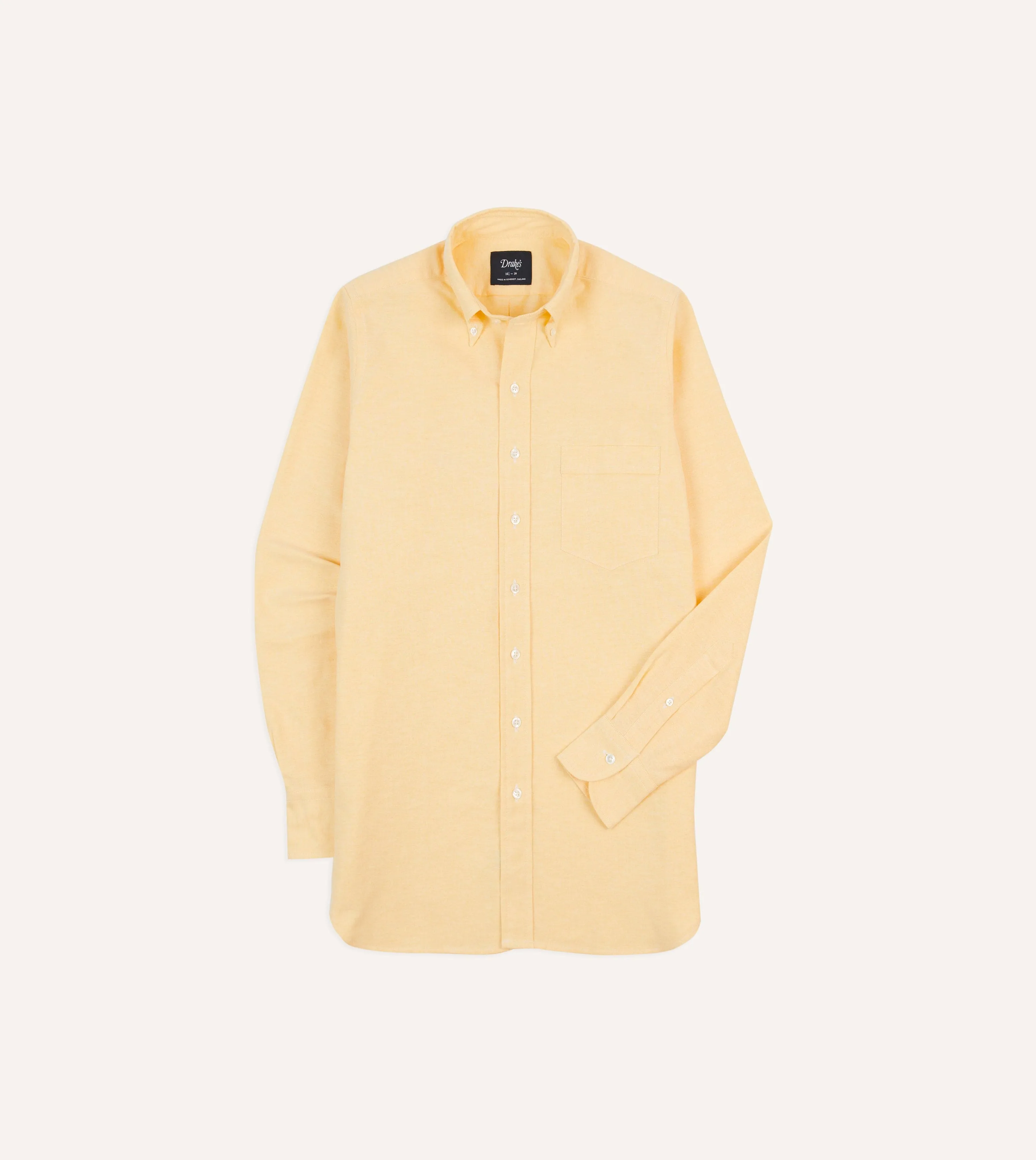 Non Irritating Seams Yellow Cotton Oxford Cloth Button-Down Shirt