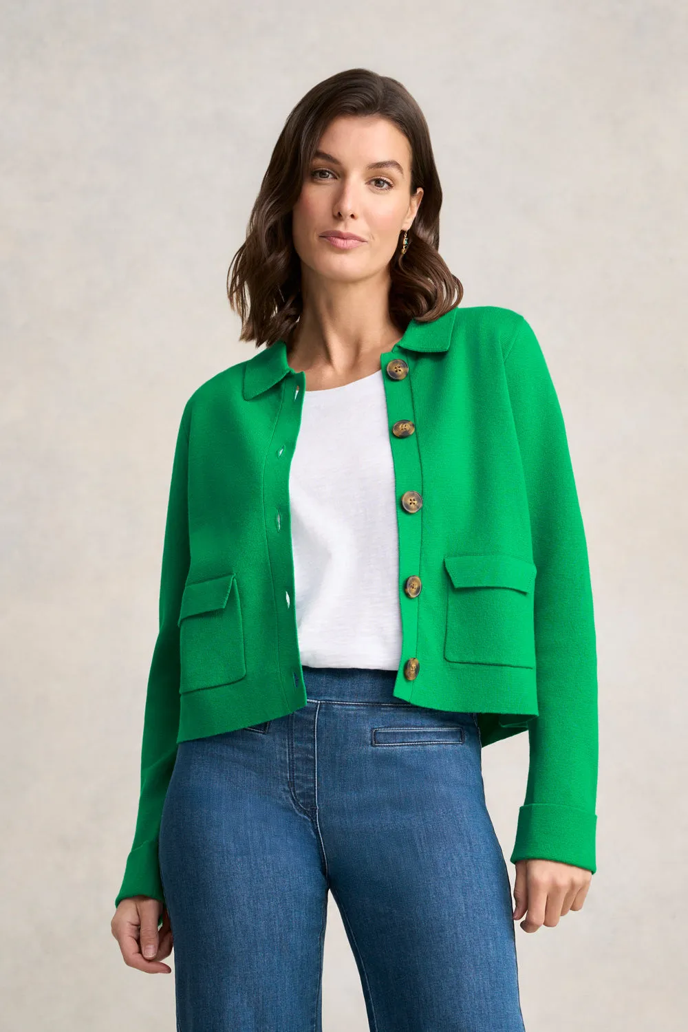 Daily Essential Milano Knit Jacket - Emerald