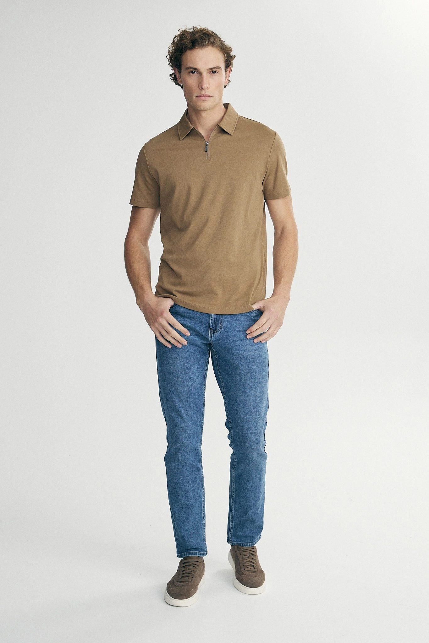 Polo with zip TearResistant Fiber