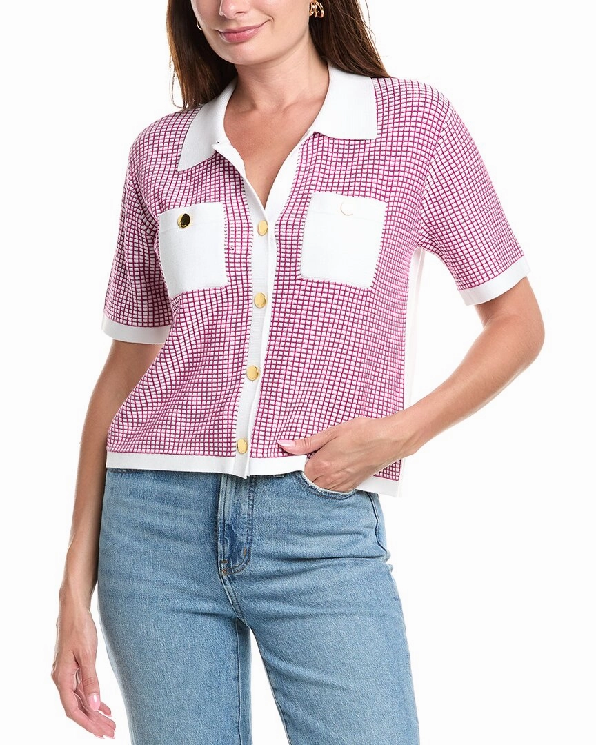 Cold-Weather Ready St. John Vichy Knit Cardigan