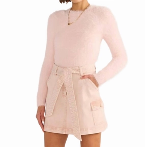 Frayed Finish Dahlia Denim Mini Skirt In White