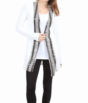 Cozy Design Cold Weather Knitwear Sequin Front Cardigan In Ivory