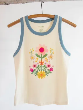 Minimal Trend Ringer Tank Top - Ivory Folk Flower