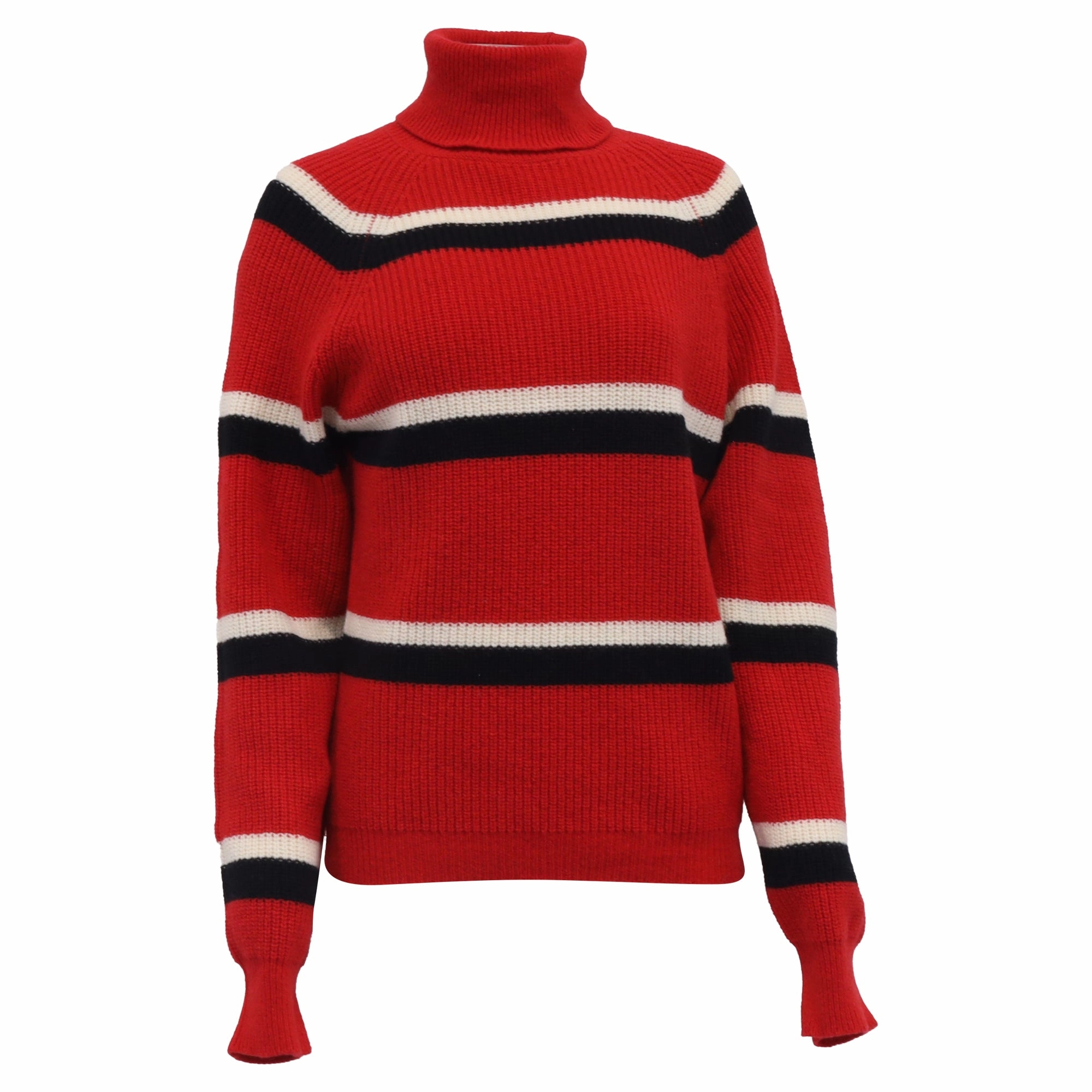Trendy Wardrobe Marni Ribbed Striped Sweater in Red Virgin Wool