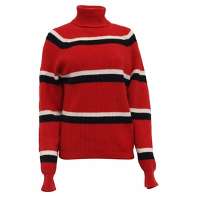 Trendy Wardrobe Marni Ribbed Striped Sweater in Red Virgin Wool