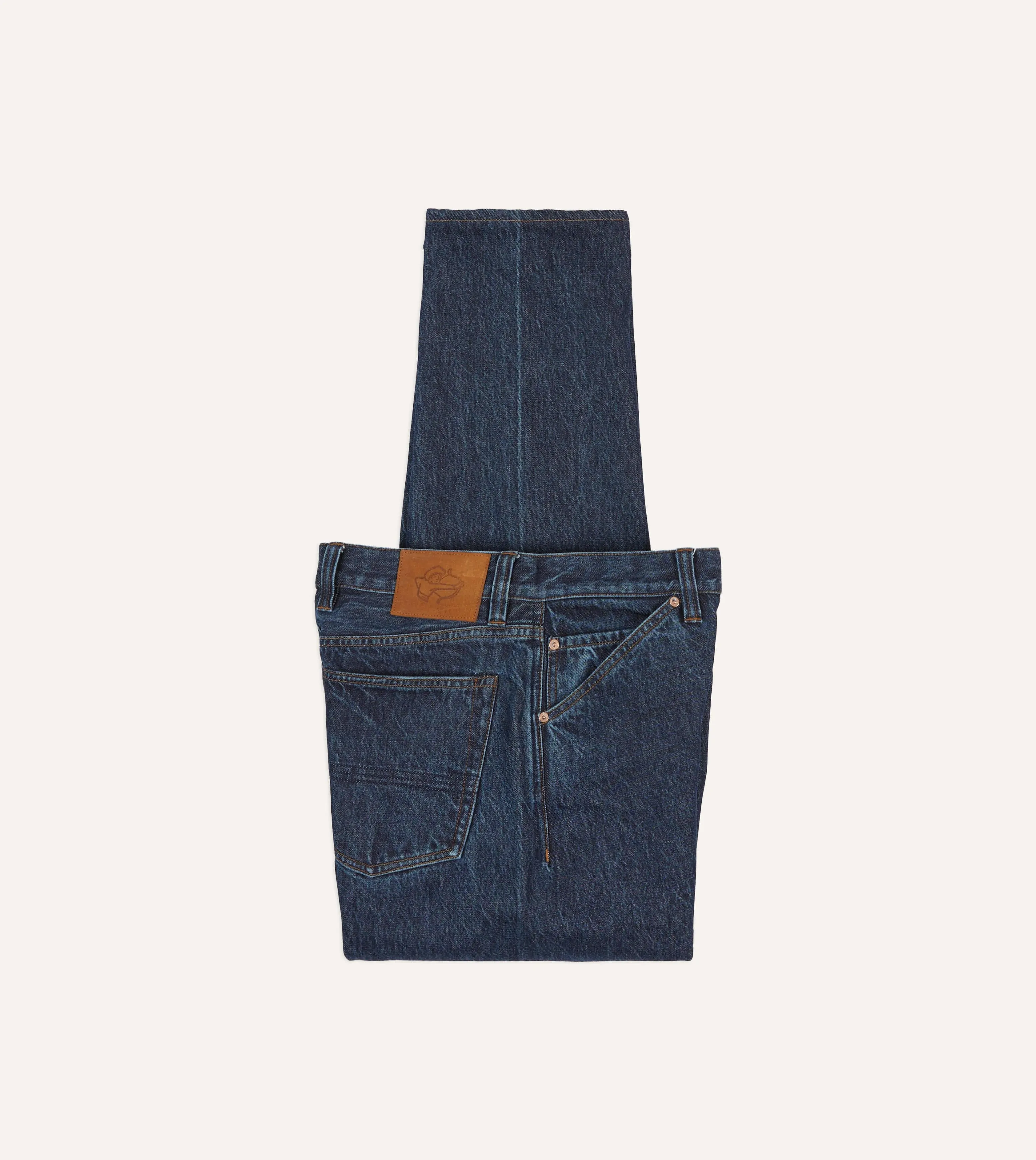 Office Appropriate Stone Wash 13.2oz Seamless Denim Five-Pocket Jeans