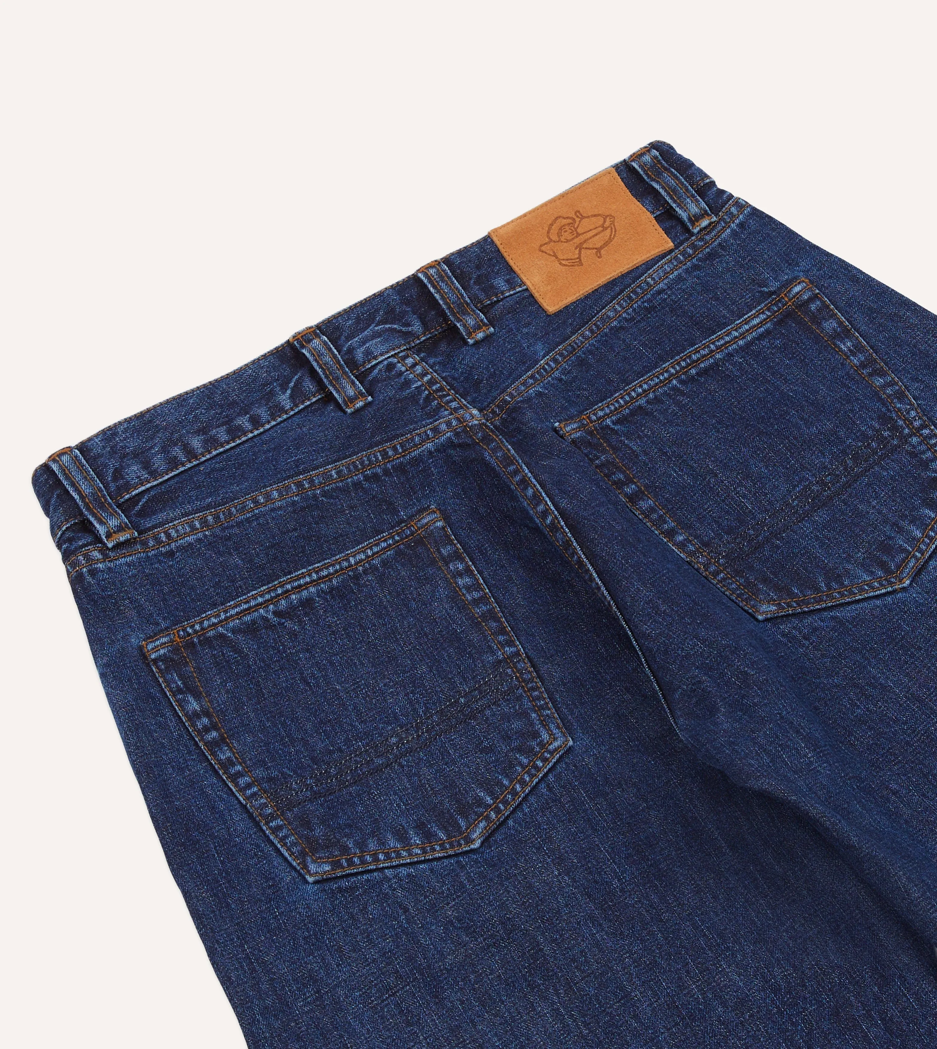 Stone Wash 14.2oz Japanese Selvedge Denim Five-Pocket Jeans Comfy Material Loose cut