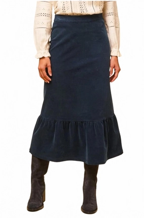 Daily Mood Sturdy Waistband Lori Stretch Corduroy Skirt In Ink
