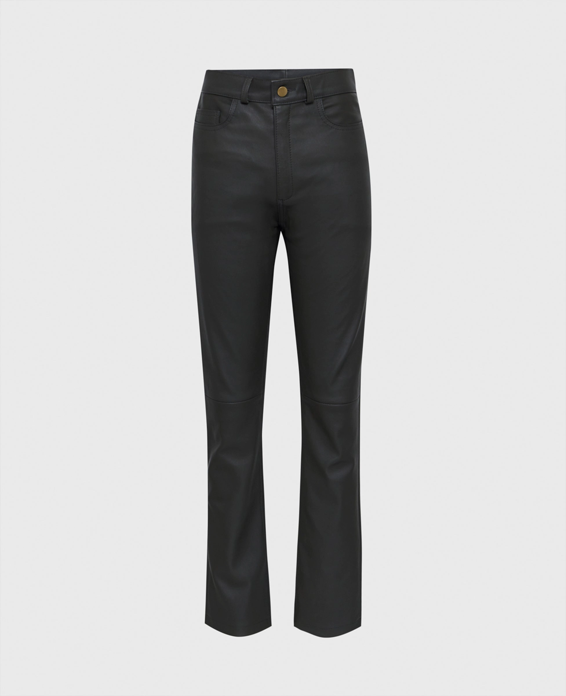 Stretch waistband Straight Leg Stretch Leather Jeans