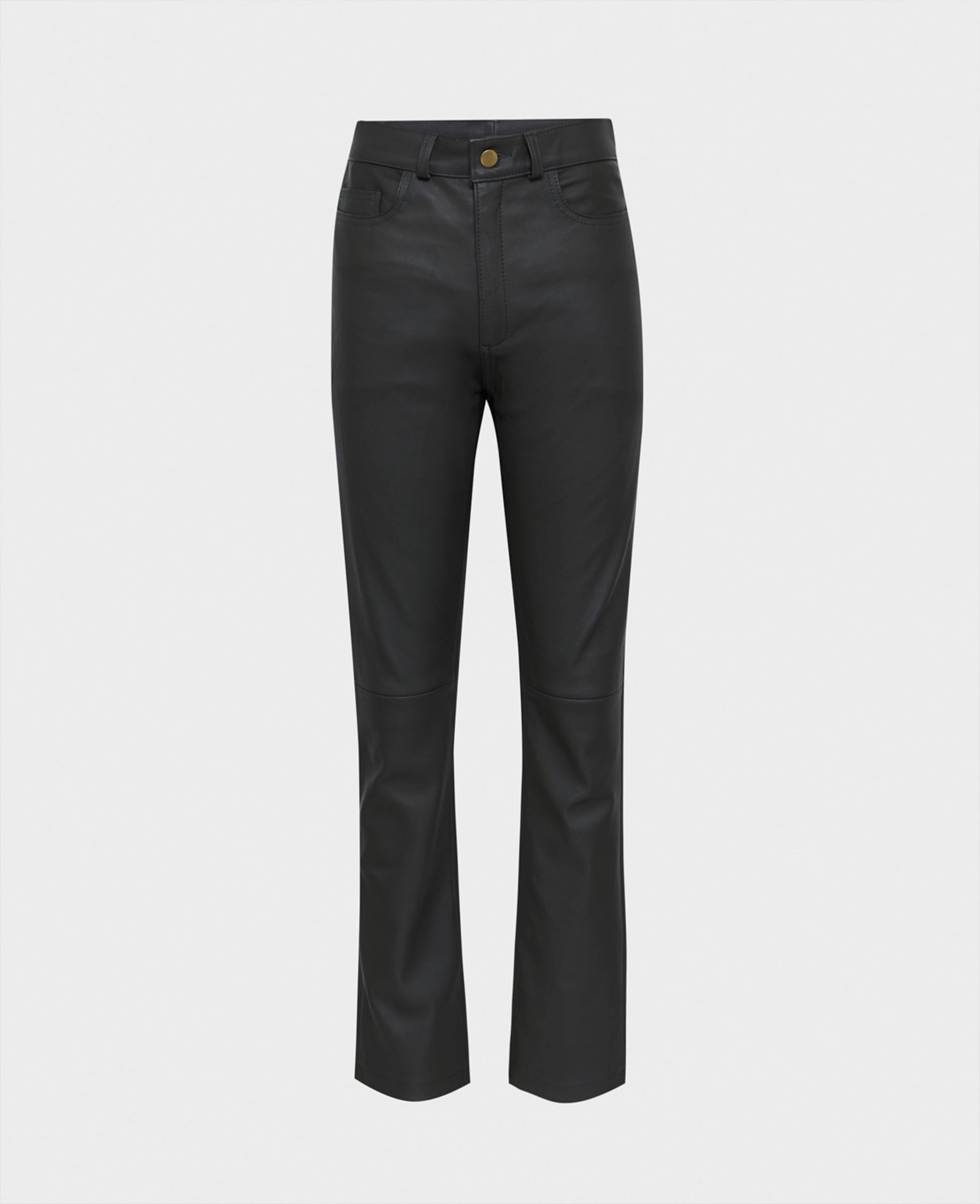 Fashion Fit Straight Leg Stretch Leather Jeans