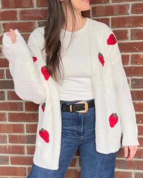 Strawberry Fields Cardigan In White Classic Look Soft Interior