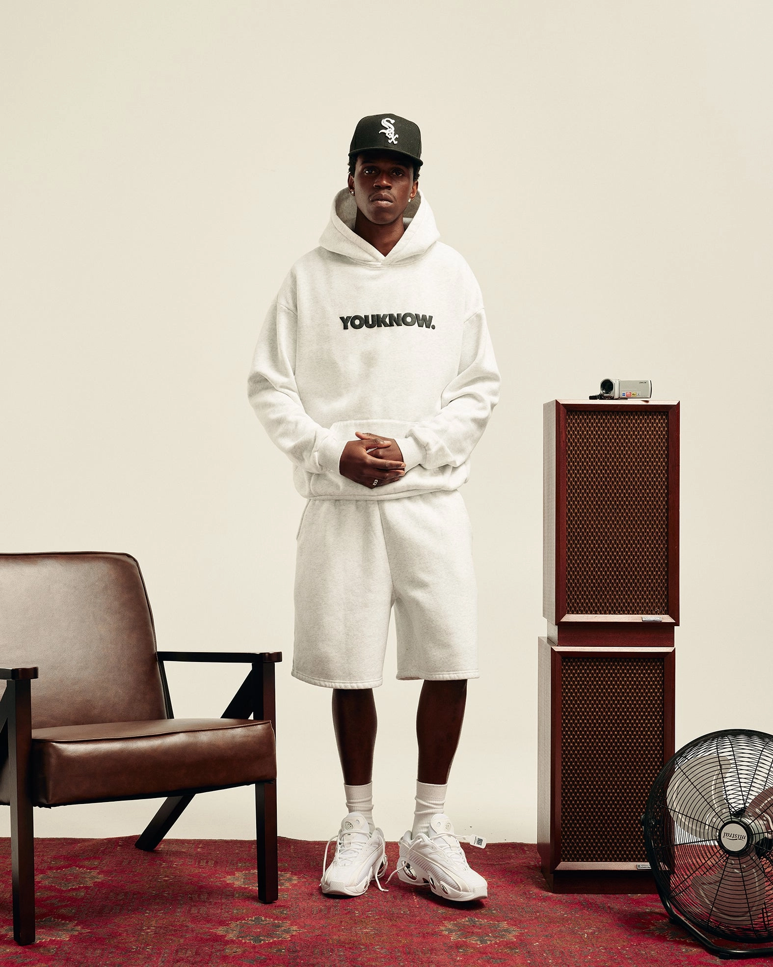 BLOCK SHORTS | White Marle Sweat Wicking Fabric