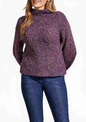 Cable Front Sweater In Raisin Fade Resistant Textiles Comfy Fit
