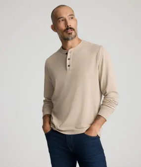 Sleek Design Stretch Cotton Herringbone Henley