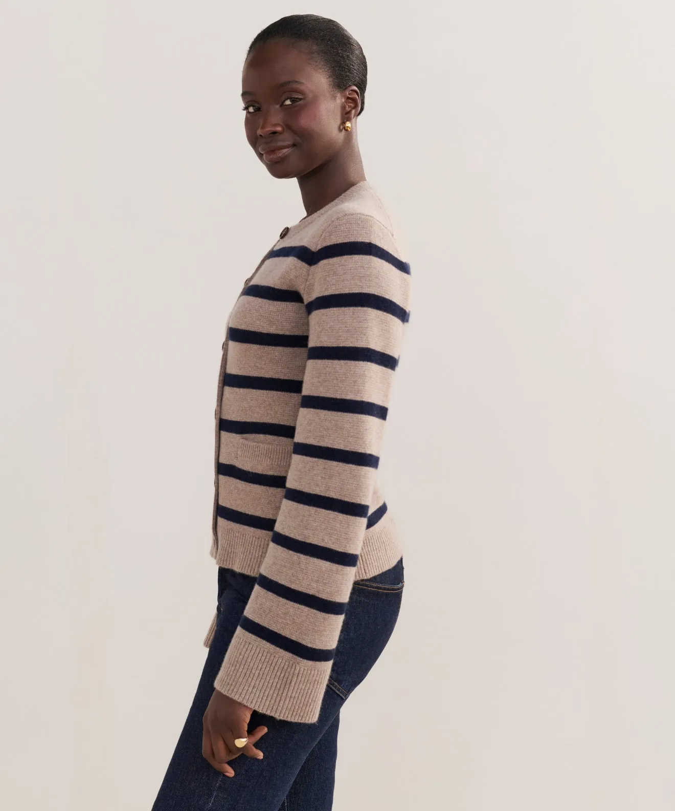 Contrast Trim Accent Chic Style Cooper Cardigan