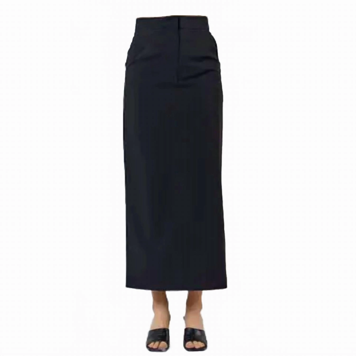 Outfit Details Stretch Back Slit Maxi Skirt In Black