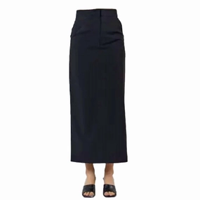 Outfit Details Stretch Back Slit Maxi Skirt In Black