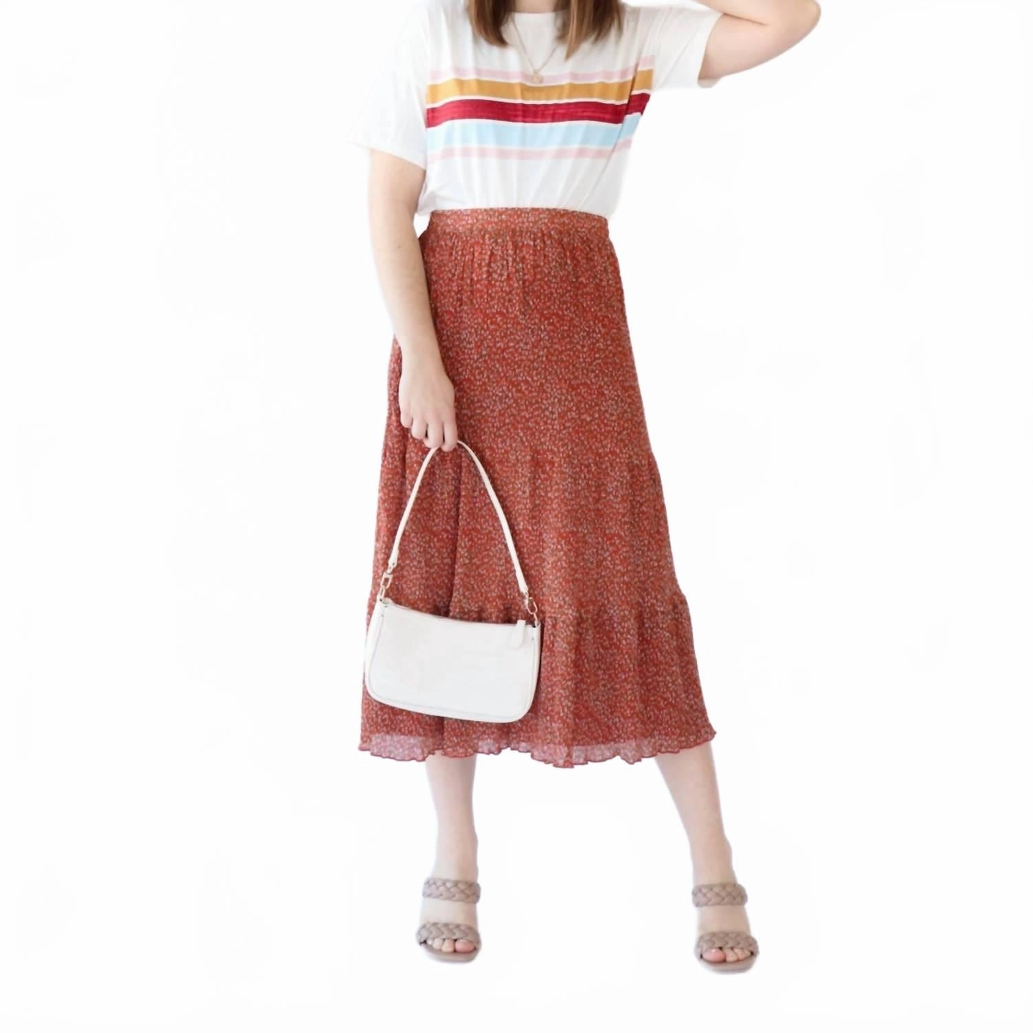 Double Layer Construction Street Look Tiered Ballerina Skirt In Floral Print