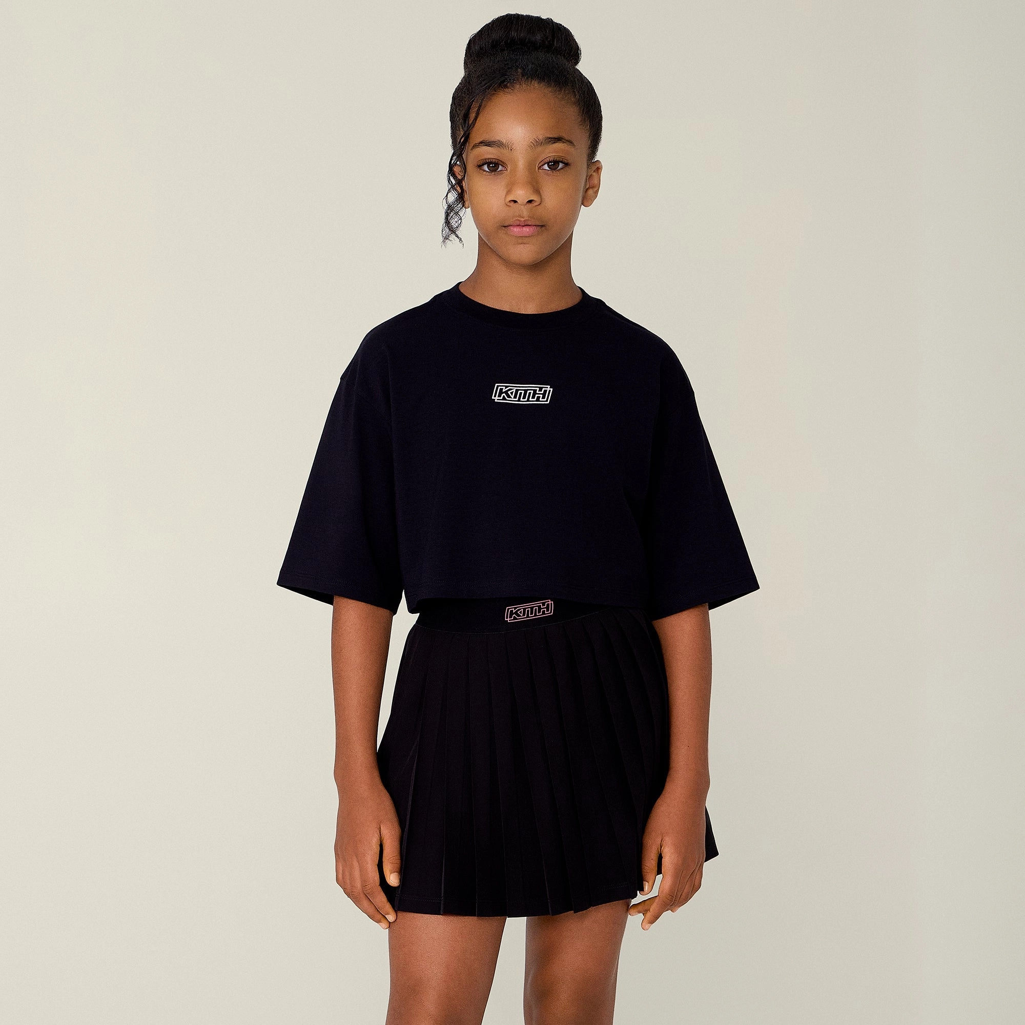 Kith Kids Amaya Active Pleated Tennis Skort - Black Contemporary Brand Animal Print