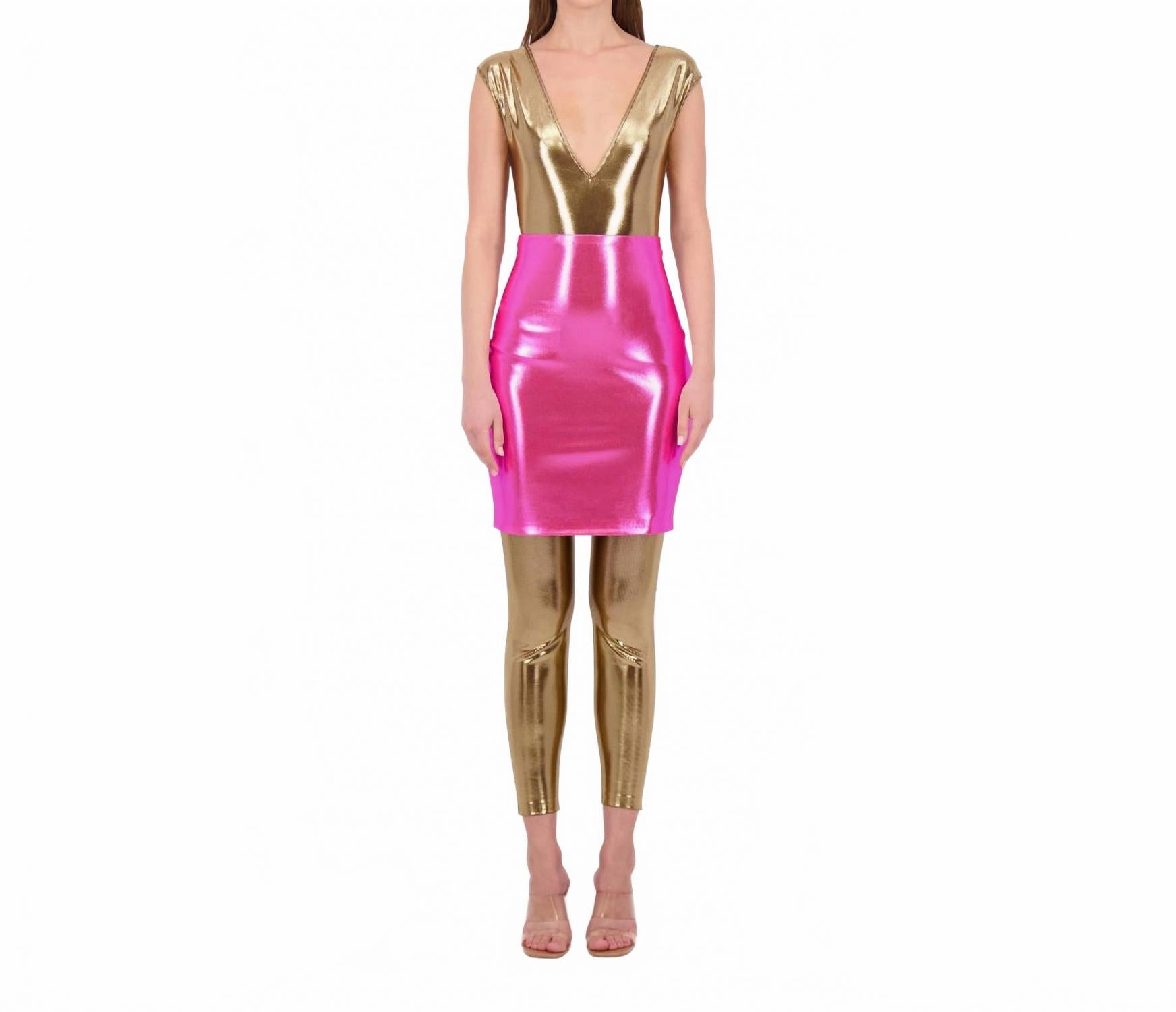 Bare Skirt In Holographic Fuchsia Curve Friendly