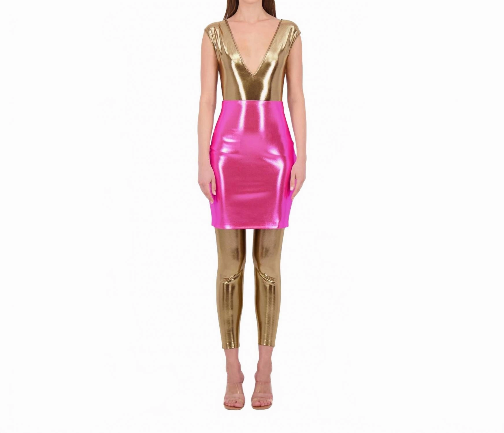 Light Moodboard Bare Skirt In Holographic Fuchsia