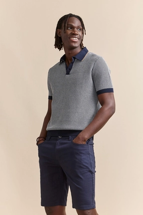 ComfortStretch Collar Two tone textured knitted polo