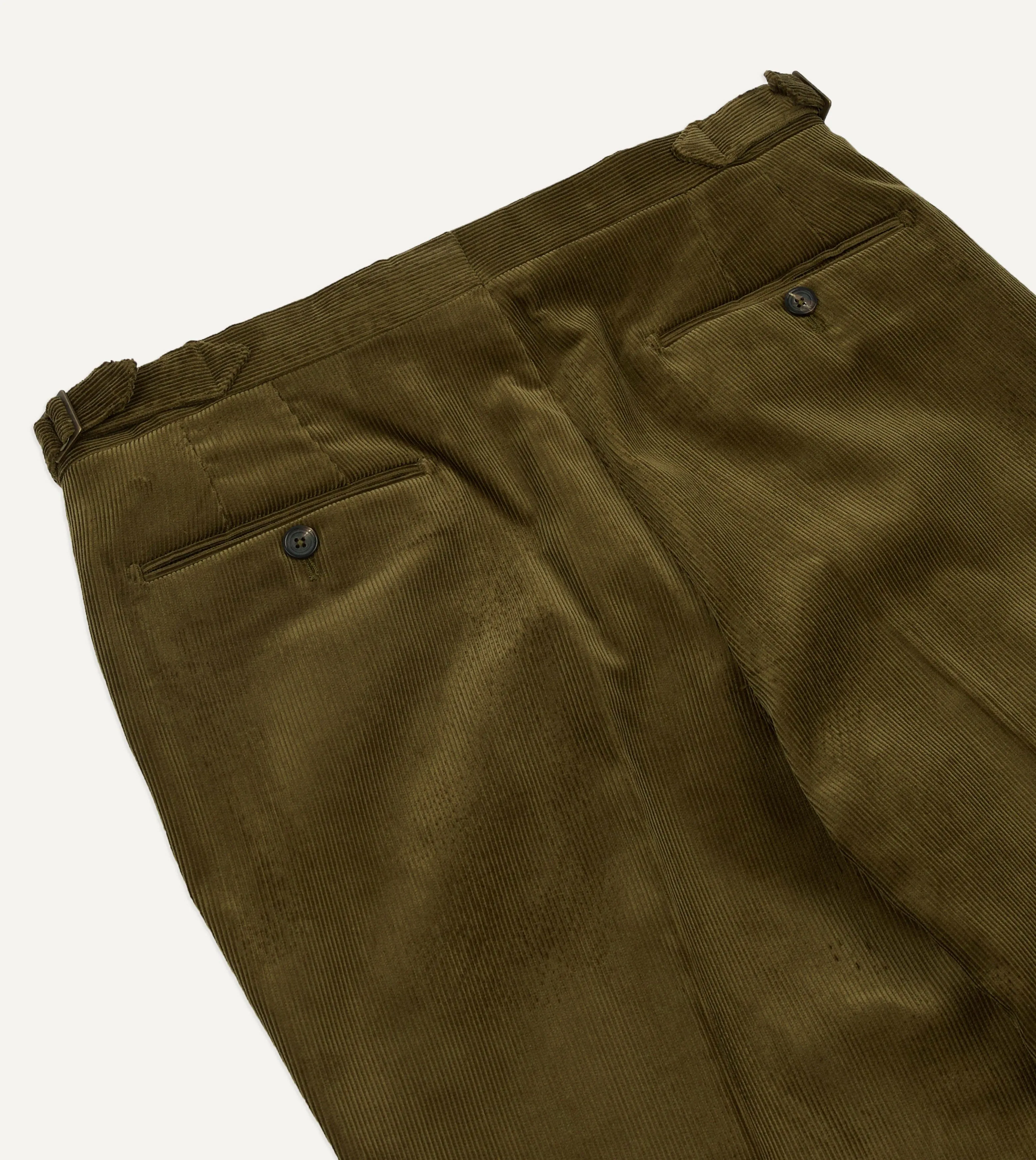 All Fit Olive Mid-Wale Corduroy Single Pleat Trouser