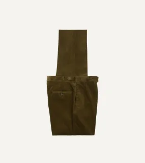 Olive Mid-Wale Corduroy Single Pleat Trouser Eco Friendly Dyeing Chilly Weather Comfort