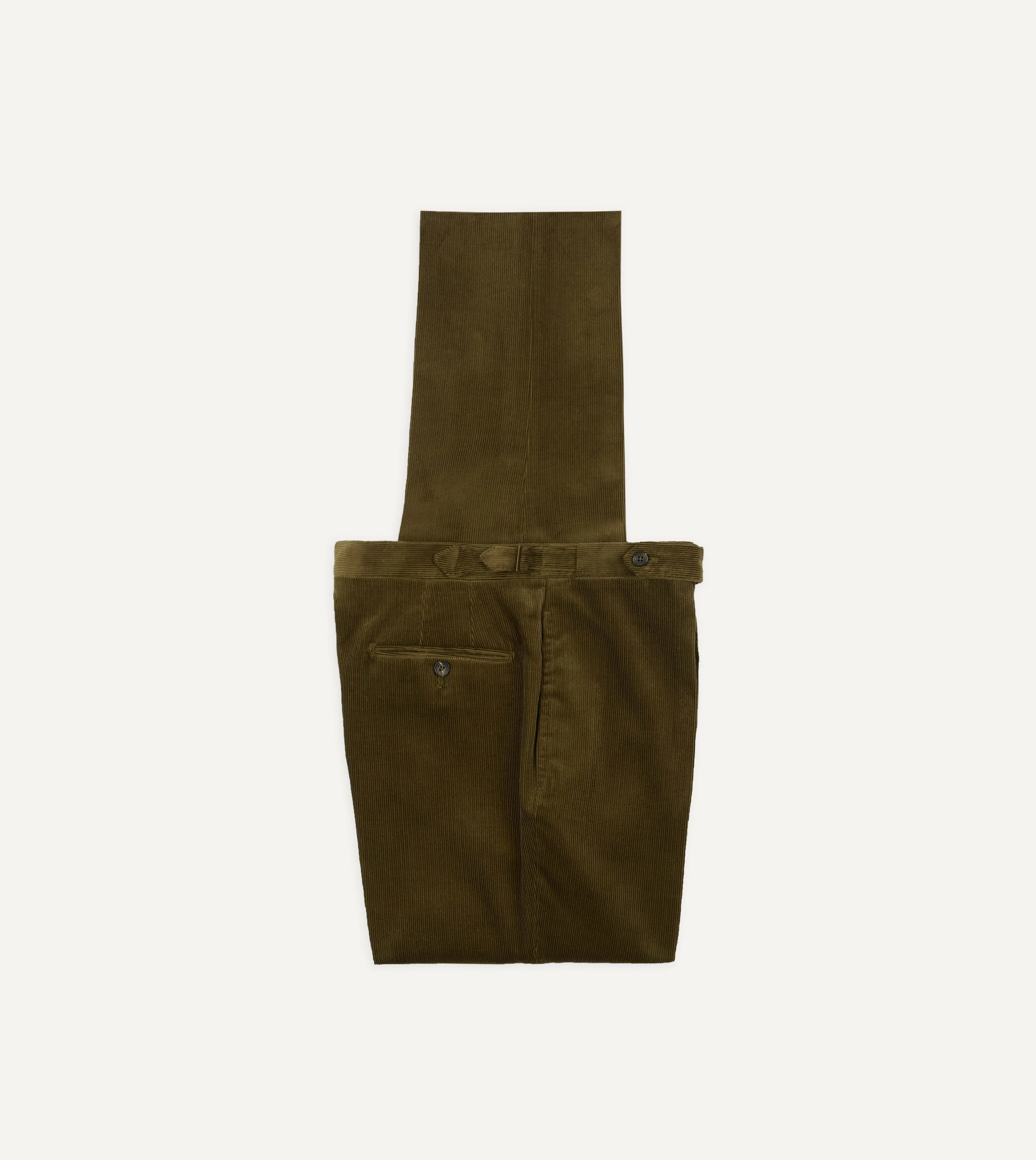 Olive Mid-Wale Corduroy Single Pleat Trouser Eco Friendly Dyeing Chilly Weather Comfort