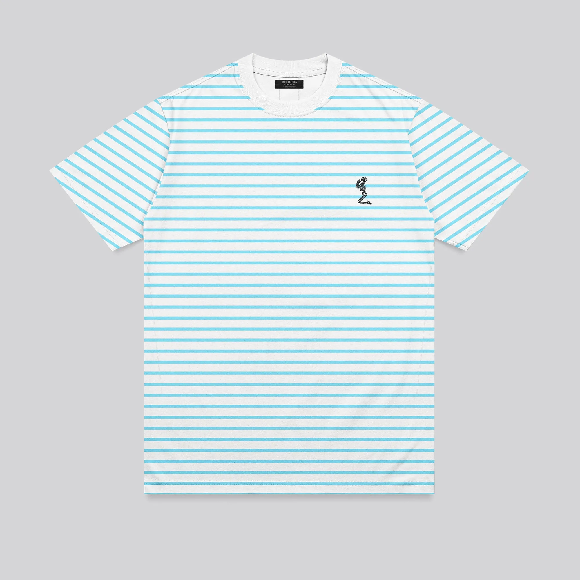 STRIPE T-SHIRT POWDER BLUE Sublimation Resistant Fabric Antibacterial Treatment