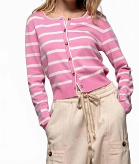 Stripe Cardigan In Pink Basic Layering