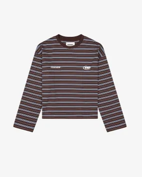 QuickDry Striped Boxy Longsleeve | Brown Stripe