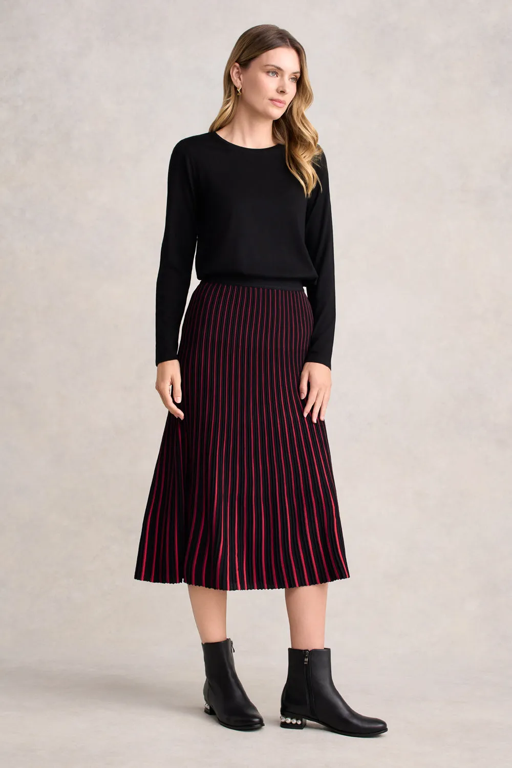 Outfit Display Comfy Fit Striped Knit Skirt - Multi Stripe