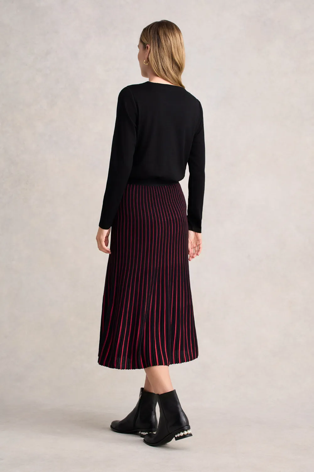 Striped Knit Skirt - Multi Stripe Crisp Details Sleek Comfort