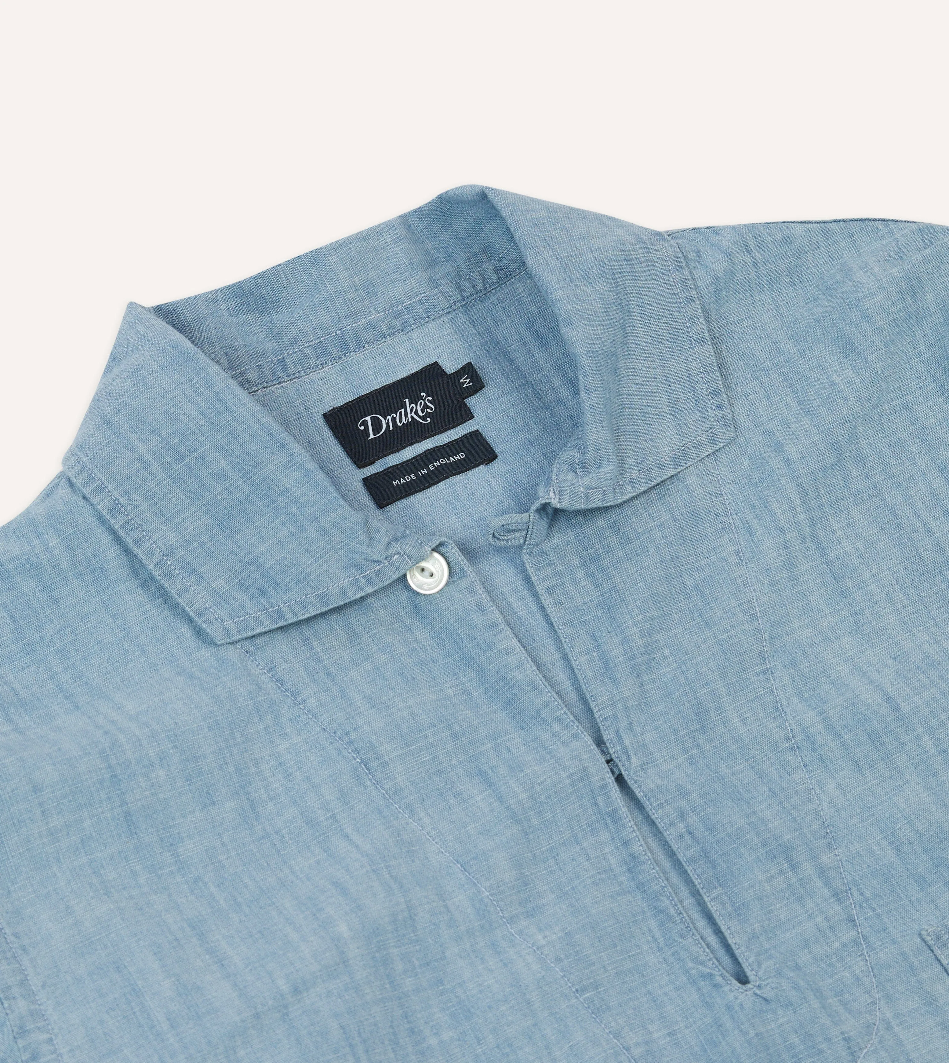 Blue Chambray Smock Holiday Gift Layered Collar